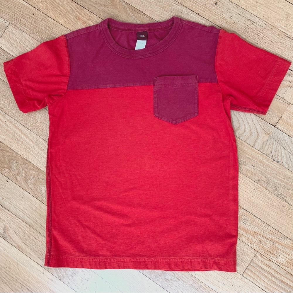 Tea Collection Red/Maroon Color-block T-shirt